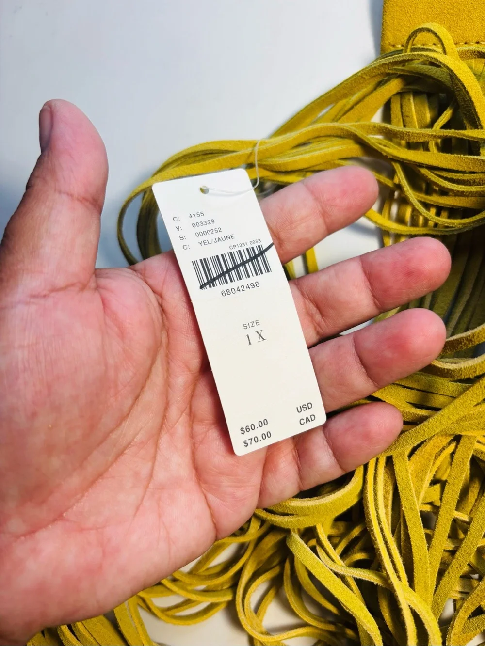 Anthropologie SuedeFringed Wrap Tie Belt - Yellow